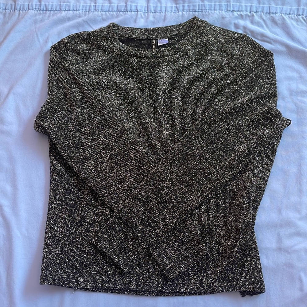 H&M sparkle black long sleeve top